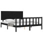 vidaXL Estructura de cama con cabecero madera maciza negro 160x200 cm vidaXL Estructura de cama con cabecero madera maciza negro 160x200 cm