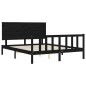 vidaXL Estructura de cama con cabecero madera maciza negro 160x200 cm vidaXL Estructura de cama con cabecero madera maciza negro 160x200 cm