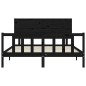 vidaXL Estructura de cama con cabecero madera maciza negro 160x200 cm vidaXL Estructura de cama con cabecero madera maciza negro 160x200 cm