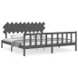 vidaXL Estructura de cama con cabecero madera maciza gris 200x200 cm vidaXL Estructura de cama con cabecero madera maciza gris 200x200 cm