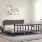 vidaXL Estructura de cama con cabecero madera maciza gris 200x200 cm vidaXL Estructura de cama con cabecero madera maciza gris 200x200 cm