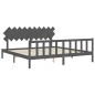 vidaXL Estructura de cama con cabecero madera maciza gris 200x200 cm vidaXL Estructura de cama con cabecero madera maciza gris 200x200 cm