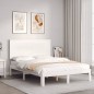 vidaXL Estructura de cama con cabecero madera maciza blanco 140x190 cm