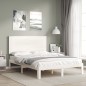 vidaXL Estructura de cama con cabecero madera maciza blanco 140x190 cm