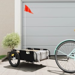 vidaXL Remolque para bicicletas hierro y tela Oxford negro