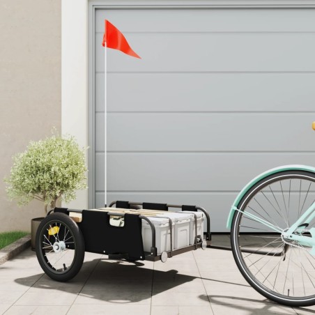 vidaXL Remolque para bicicletas hierro y tela Oxford negro