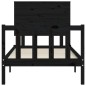 vidaXL Estructura de cama con cabecero madera maciza negro