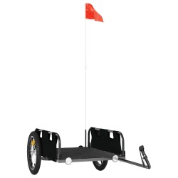 vidaXL Remolque para bicicletas hierro y tela Oxford negro