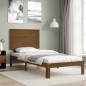 vidaXL Estructura cama y cabecero madera maciza marrón miel 100x200 cm vidaXL Estructura cama y cabecero madera maciza marrón miel 100x200 cm