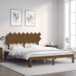 vidaXL Estructura de cama con cabecero madera marrón miel 160x200 cm
