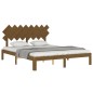 vidaXL Estructura de cama con cabecero madera marrón miel 160x200 cm