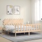 vidaXL Estructura de cama de matrimonio con cabecero madera maciza vidaXL Estructura de cama de matrimonio con cabecero madera maciza