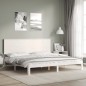 vidaXL Estructura cama de matrimonio con cabecero madera maciza blanco vidaXL Estructura cama de matrimonio con cabecero madera maciza blanco