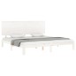 vidaXL Estructura cama de matrimonio con cabecero madera maciza blanco vidaXL Estructura cama de matrimonio con cabecero madera maciza blanco