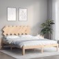 vidaXL Estructura de cama con cabecero madera maciza 140x200 cm