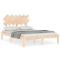 vidaXL Estructura de cama de matrimonio con cabecero madera maciza vidaXL Estructura de cama de matrimonio con cabecero madera maciza