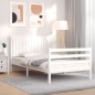 vidaXL Estructura de cama con cabecero madera maciza blanco 100x200 cm vidaXL Estructura de cama con cabecero madera maciza blanco 100x200 cm