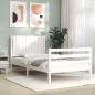 vidaXL Estructura de cama con cabecero madera maciza blanco 100x200 cm vidaXL Estructura de cama con cabecero madera maciza blanco 100x200 cm