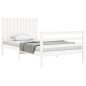 vidaXL Estructura de cama con cabecero madera maciza blanco 100x200 cm vidaXL Estructura de cama con cabecero madera maciza blanco 100x200 cm