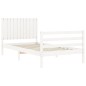 vidaXL Estructura de cama con cabecero madera maciza blanco 100x200 cm vidaXL Estructura de cama con cabecero madera maciza blanco 100x200 cm