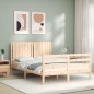vidaXL Estructura de cama de matrimonio con cabecero madera maciza vidaXL Estructura de cama de matrimonio con cabecero madera maciza