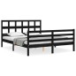 vidaXL Estructura de cama con cabecero madera maciza negro 160x200 cm vidaXL Estructura de cama con cabecero madera maciza negro 160x200 cm