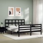 vidaXL Estructura de cama con cabecero madera maciza negro 160x200 cm vidaXL Estructura de cama con cabecero madera maciza negro 160x200 cm