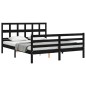vidaXL Estructura de cama con cabecero madera maciza negro 160x200 cm vidaXL Estructura de cama con cabecero madera maciza negro 160x200 cm