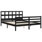 vidaXL Estructura de cama con cabecero madera maciza negro 160x200 cm vidaXL Estructura de cama con cabecero madera maciza negro 160x200 cm