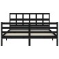 vidaXL Estructura de cama con cabecero madera maciza negro 160x200 cm vidaXL Estructura de cama con cabecero madera maciza negro 160x200 cm