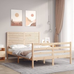 vidaXL Estructura de cama de matrimonio con cabecero madera maciza