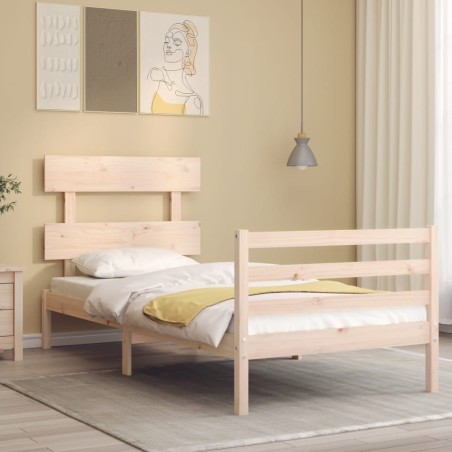 vidaXL Estructura de cama con cabecero madera maciza 100x200 cm