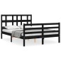vidaXL Estructura de cama con cabecero madera maciza negro 120x200 cm