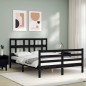 vidaXL Estructura de cama con cabecero madera maciza negro 120x200 cm