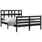 vidaXL Estructura de cama con cabecero madera maciza negro 120x200 cm