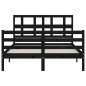 vidaXL Estructura de cama con cabecero madera maciza negro 120x200 cm