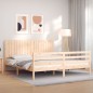 vidaXL Estructura de cama de matrimonio con cabecero madera maciza vidaXL Estructura de cama de matrimonio con cabecero madera maciza