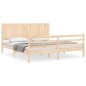 vidaXL Estructura de cama de matrimonio con cabecero madera maciza vidaXL Estructura de cama de matrimonio con cabecero madera maciza