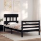 vidaXL Estructura de cama con cabecero madera maciza negro 100x200 cm vidaXL Estructura de cama con cabecero madera maciza negro 100x200 cm