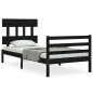 vidaXL Estructura de cama con cabecero madera maciza negro 100x200 cm vidaXL Estructura de cama con cabecero madera maciza negro 100x200 cm