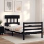 vidaXL Estructura de cama con cabecero madera maciza negro 100x200 cm vidaXL Estructura de cama con cabecero madera maciza negro 100x200 cm