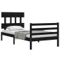 vidaXL Estructura de cama con cabecero madera maciza negro 100x200 cm vidaXL Estructura de cama con cabecero madera maciza negro 100x200 cm