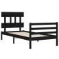 vidaXL Estructura de cama con cabecero madera maciza negro 100x200 cm vidaXL Estructura de cama con cabecero madera maciza negro 100x200 cm
