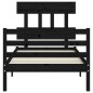 vidaXL Estructura de cama con cabecero madera maciza negro 100x200 cm vidaXL Estructura de cama con cabecero madera maciza negro 100x200 cm