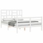 vidaXL Estructura cama de matrimonio con cabecero madera maciza blanco vidaXL Estructura cama de matrimonio con cabecero madera maciza blanco