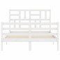 vidaXL Estructura cama de matrimonio con cabecero madera maciza blanco vidaXL Estructura cama de matrimonio con cabecero madera maciza blanco