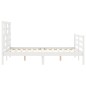 vidaXL Estructura cama de matrimonio con cabecero madera maciza blanco vidaXL Estructura cama de matrimonio con cabecero madera maciza blanco
