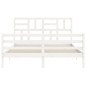 vidaXL Estructura de cama matrimonio con cabecero madera maciza blanco