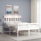 vidaXL Cama personas mayores cabecero madera maciza blanco 140x200 cm vidaXL Cama personas mayores cabecero madera maciza blanco 140x200 cm
