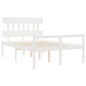 vidaXL Cama personas mayores cabecero madera maciza blanco 140x200 cm vidaXL Cama personas mayores cabecero madera maciza blanco 140x200 cm